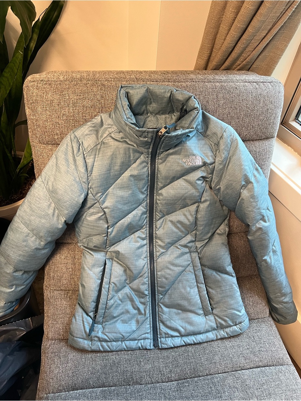 North Face Light Blue Quilted Insulated Jacket